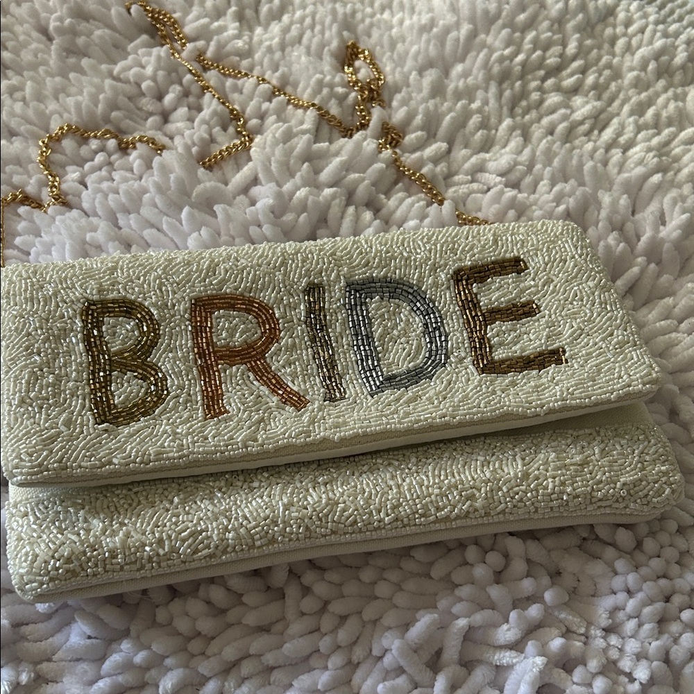 Francesca's Collections Bride Beaded Clutch - Cream, Gold, Silver